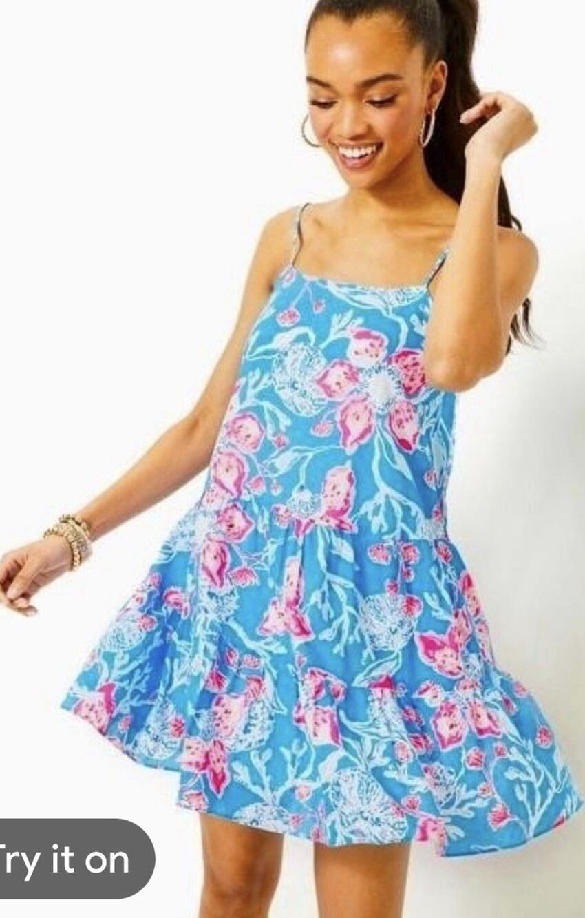 Lilly Pulitzer Alessia Floral Cotton Sundress Women's Size Large New #44
